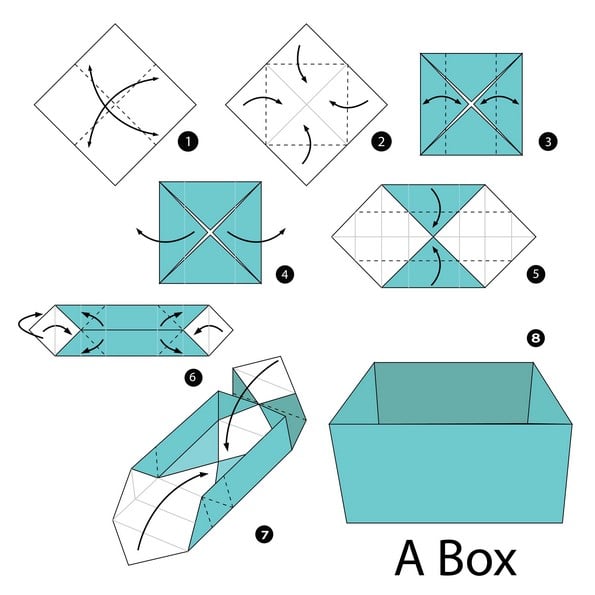 Eine kleine Origami-Schachtel für leichte Geschenke falten