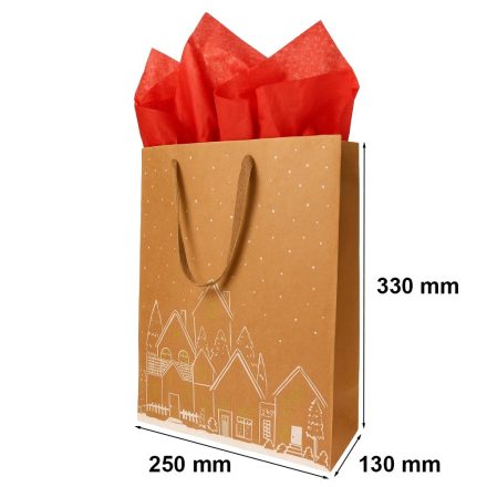 Papiertüte kraft gold 250x130x330 mm weihnachtlich für Geschenke