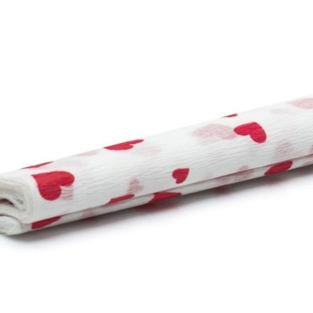 Faltenpapier dekorativ 50x200 cm weiß in roten Herzen