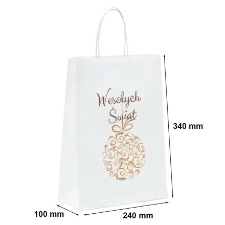 Weihnachtsgeschenktasche weiß Bombe 240x100x340 mm