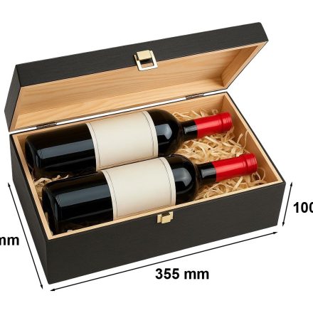 Holzschachtel für 2 Flaschen Wein K-982 EX schwarz