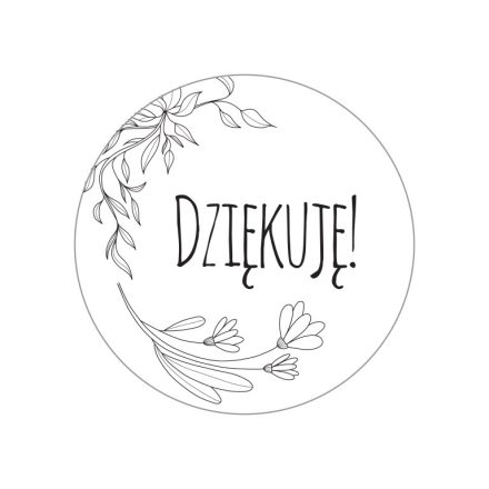 Runde selbstklebende Aufkleber, weiß, Ø 35 mm, 200 Stück, polnischer Aufdruck „Dziękuję“