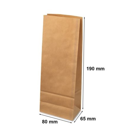 Umweltfreundliche Papierbeutel 80x65x190 mm braun ohne Griff
