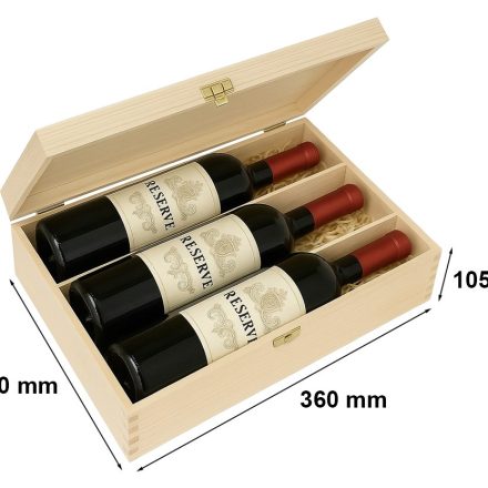 Holzbox für 3 Flaschen Wein, Geschenkbox K-963