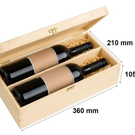 K-962-Weinkarton aus Holz für 2 Flaschen mit Füllung