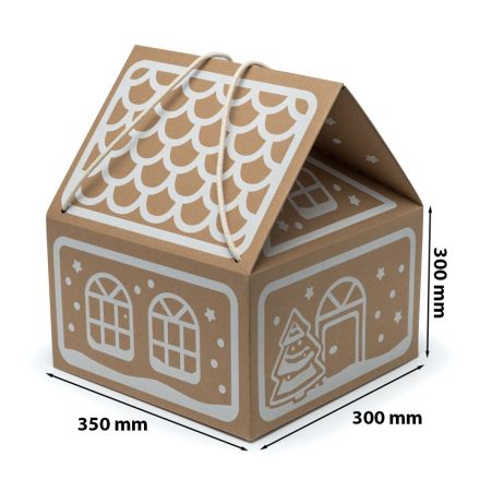 Weihnachtsschachtel Kartonhaus 300x300x350 mm mit Schnur