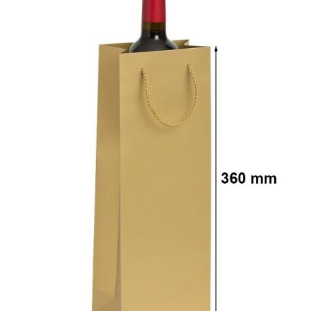 Beutel aus Papier für Geschenke laminiert für Wein 125x85x360 gold