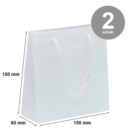 Papierbeutel matt dekoriert 150x60x150 weiß Streifen - Paket 2 Stück