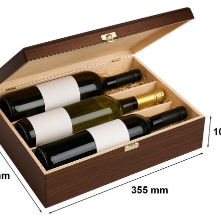 Holzbox für Wein 3 Flaschen, Box K-983 EX dunkelbraun