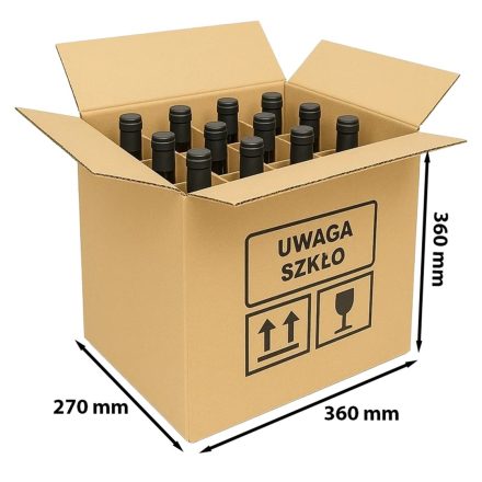 Faltschachtel für 12 Flaschen 360x270x360 mm mit Druck für den Transport