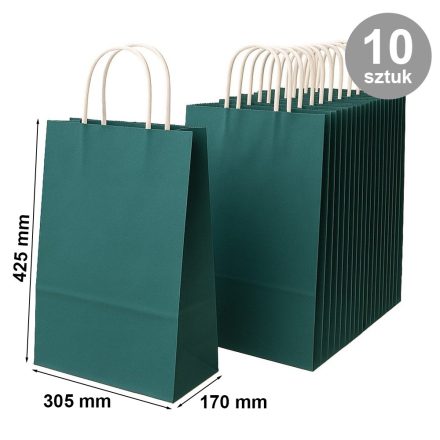 grün Papiertüten ECOBAG 305x170x425 mm, 10 Stück.