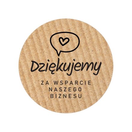 Runde Kraft-Aufkleber, 35 mm, Rolle mit 200 Stück, polnischer Aufdruck „Dziękujemy za wsparcie“