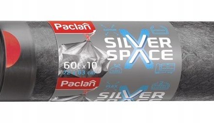 Silver Space 60 l Müllsäcke - grau Beutel mit Band, 10 Stück