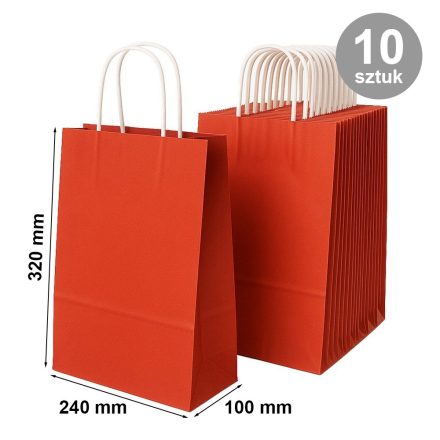 Paket - Papiertüte für Geschenke 240x100x320 / rot 10 Stück