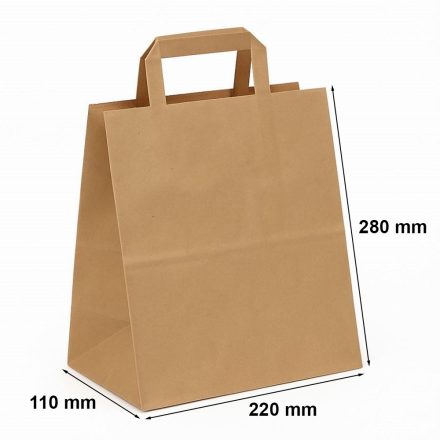 Bronzepapierbeutel mit flachem Griff 220x110x280 mm, braun