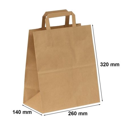 Bronzepapierbeutel für Shopping mit einem flachen Griff 260x140x320 mm, braun
