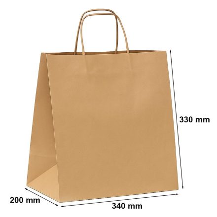 Papier-Catering-Tasche mit 340x200x330 Griff braun glatt