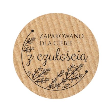 Kraft-Aufkleber, 35 mm, 200 Stück, polnischer Aufdruck „Zapakowano dla Ciebie z czułością“