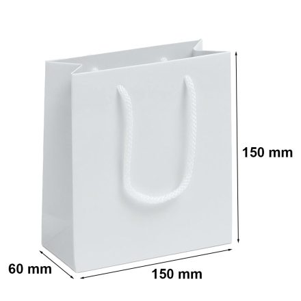 Papiertüte für Geschenke weiß laminiert mit Griff 150x60x150 mm