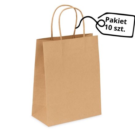 Papiertüten kraft mit Griff 210x120x270 mm braun 10 Stück.
