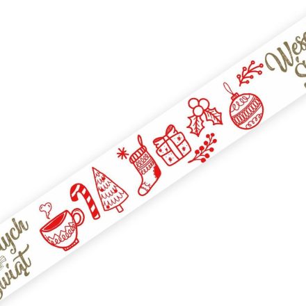 Weihnachtsband Frohe Weihnachten für Geschenke 45mm/50m Gold-rot
