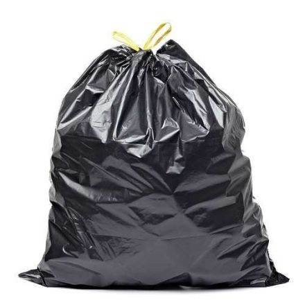 LDPE 60l Müllsäcke schwarz mit Klebeband zum Schließen, 10 Stück