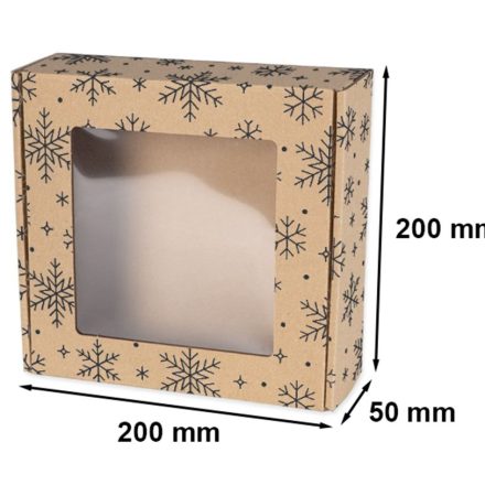 Weihnachtsbox mit Fenster 200x200x50mm EKO schwarz Snow F427