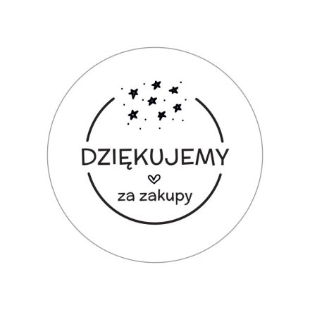 Runde Aufkleber, weiß, 35 mm, 200 Stück, polnischer Aufdruck „Dziękujemy za zakupy“