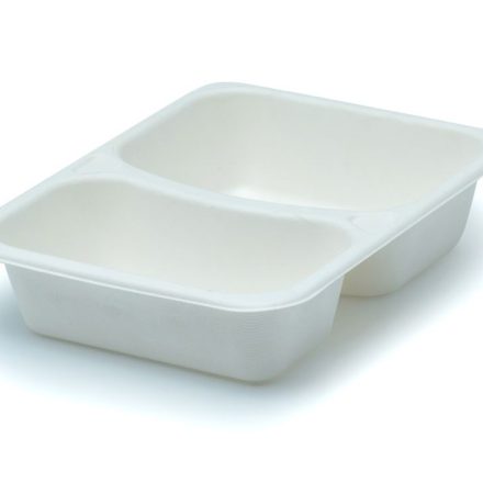 Lebensmittelwärmebehälter 227x178x50 mm 2-Kammer 50 Stück