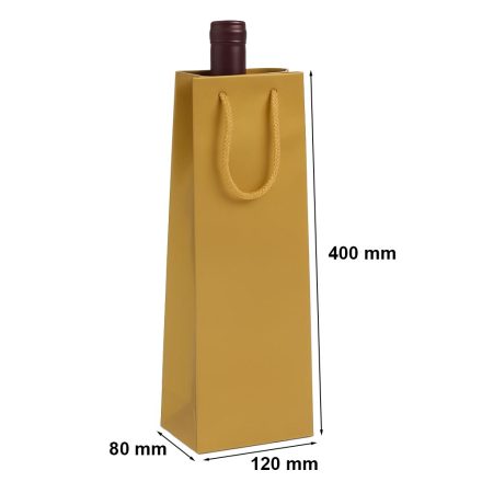Tasche laminiert für Wein aus Papier für Geschenke gold 120x80x400 mm
