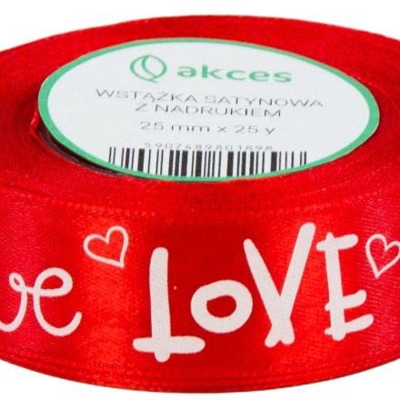 Satinband dekorativ mit Aufdruck LOVE rot 25 mm x 22 m
