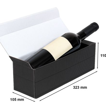 Umkarton für schwarz Wein, Flasche mit 323x105x110 mm