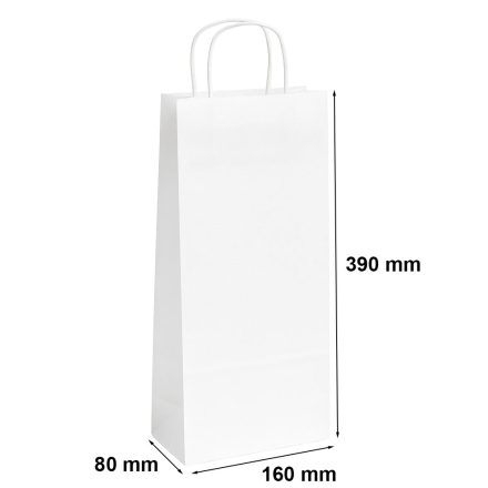 Papierbeutel für weiß Flaschen in einem Bündel 160x80x390 mit Griff