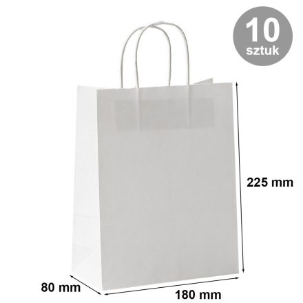 Geschenktüte aus Papier weiß 180x80x225 mm, Paket 10 Stück.