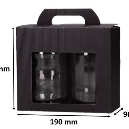 Umkarton für 2 Gläser mit dem Fenster 190x90x160 schwarz karbiert