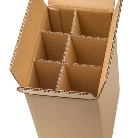 Klappkartons mit 6 Flaschen 255x170x350 mm, 10 Stück