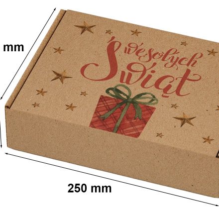 Karton weihnachtlich Schachtel mit Aufdruck 250x200x100 mm rot Geschenk