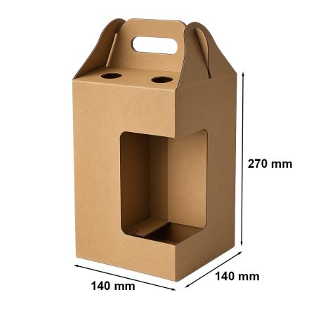 Stanzkarton – Schneidkarton mit Fenster und Griff 140x140x270mm für 4 Bier F217