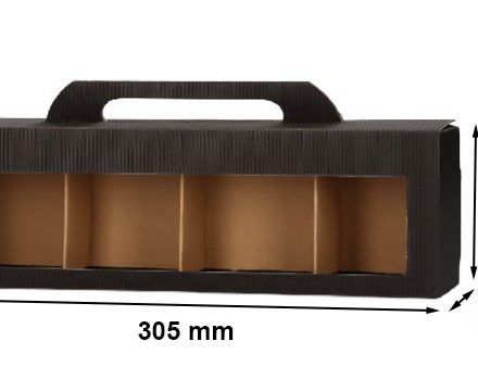 schwarz Kartonkartons mit 4 Gläsern 305x72x123 mm, 10 Stück