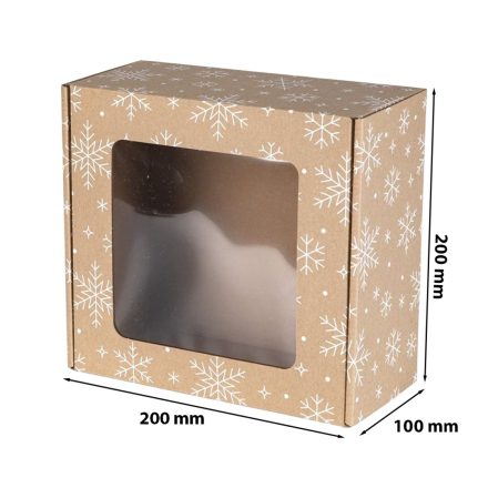 Dekorative Weihnachtsbox EKO Snow F427 mit Fenster 200x200x100 mm