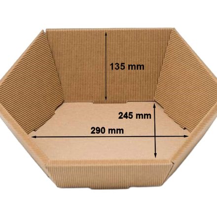 Schachtel mit sechseckiger Karbonierung aus Wellkarton 245x290 mm