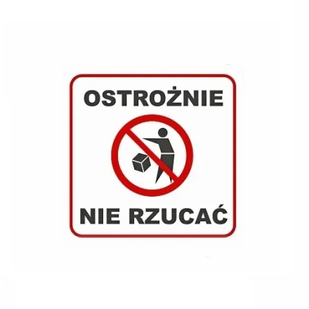 Aufkleber Vorsichtig nicht auf das Warnschild werfen 100x100 mm 100 Stück