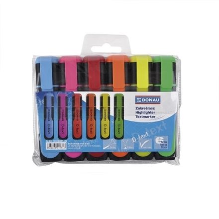 D-Text fluoreszierende Markierungen Satz 6 Stück Mix Farben in Etui