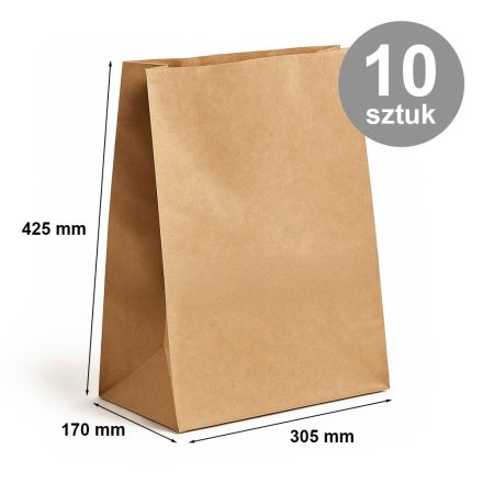 KLOCK-Papiertüte 305x170x425 / HANDBUCH - Paket 10 Stück, braun