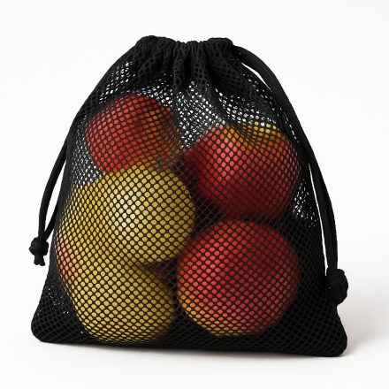 Tüte aus schwarzem Baumwollgitter 30x45 cm 58 g mehrmalig zum Einkaufen
