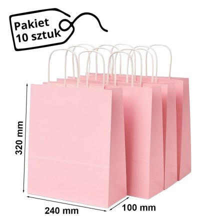 Paket - Papiertüte für Geschenke 240x100x320 PASTEL. rosa 10 Stück
