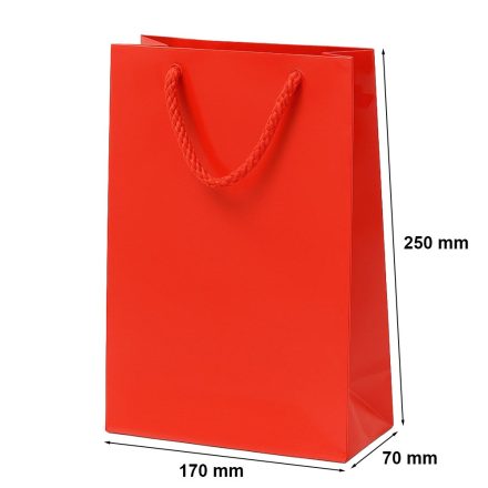 Papiertüte laminiert für Geschenke mit Griff 170x70x250 rot