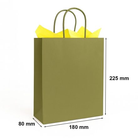 Kleine Papiertüte mit khaki 180x80x225 mm mit Geschenkhalter