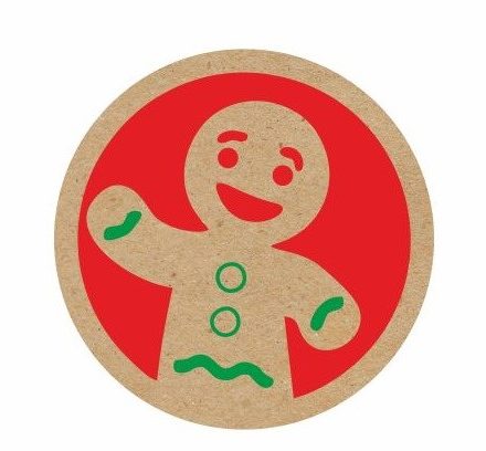 Aufkleber Weihnachten runde Kraft Kies 35 mm, 200 Stück auf der Rolle