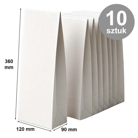 Papierbeutel mit Blockboden 120x90x360 weiß - 10 Stück pro Lebensmittel
